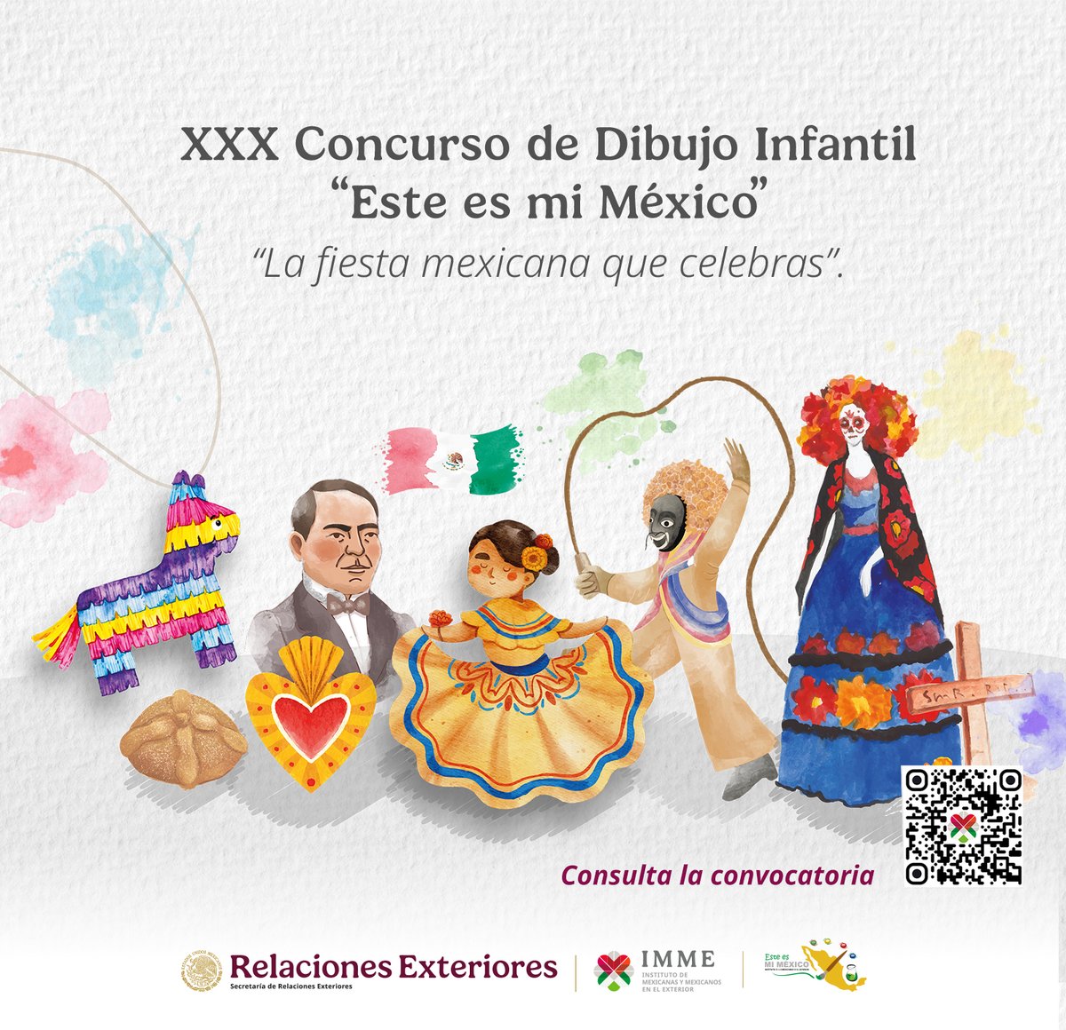 EmbaMexFil's tweet photo. 🎨¡Atención artistas! La @SRE_mx, @IME_SRE y @EmbaMexFil invitan a las infancias de 6-14 años, de todas las nacionalidades, al 30° Concurso de Dibujo Infantil: Este es mi México "La fiesta mexicana que celebras".
Fecha límite: 10 de julio de 2026. 
Visita: https://t.co/NIAQGbrMGn https://t.co/j5CmVTP4SU