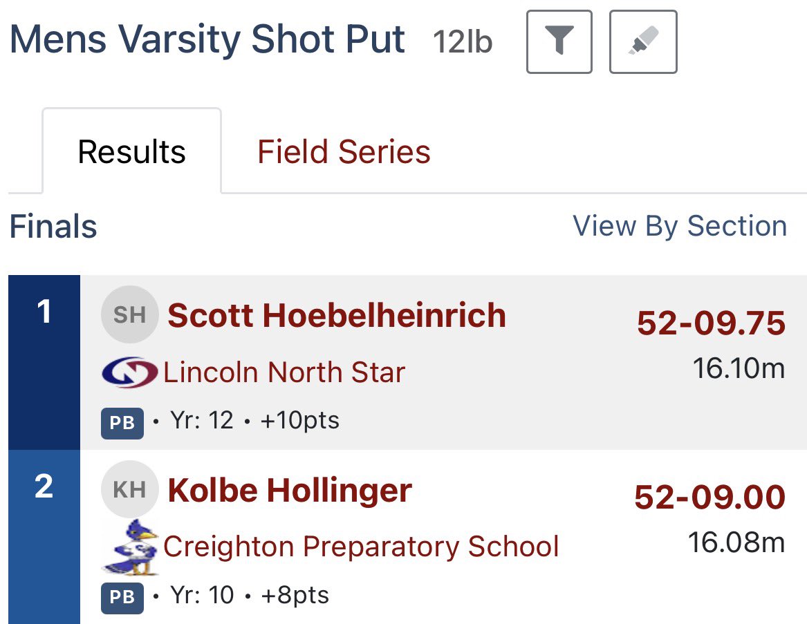 71KHollinger's tweet photo. A new PR in districts today of 52’9” and a PR in discus from a couple weeks ago of 135’3”! @CoachMooseDC @SprintsCp https://t.co/R4DnzvhLKq