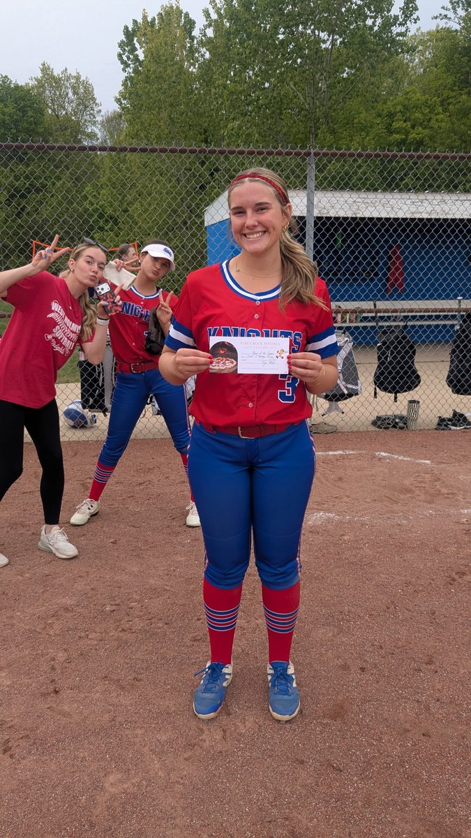 WKLMRadio's tweet photo. Congratulations to Briar Cline for being the Table Rock Pizza player of the game! Cline allowed no earned runs while striking out 8 batters and added a 3 RBI double as West Holmes Lady Knights Softball defeated St. Clairsville 8-1 to capture the Sectional Championship! https://t.co/vdM3UNr1ke