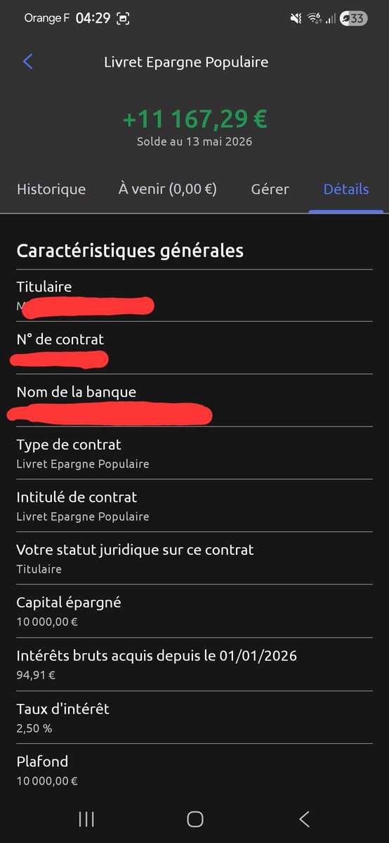 conseilsdencule's tweet photo. @rittaa_sr 250k ; oui c'est exagéré ... mais par contre il est tout à fait possible d'avoir bien + que ce que le plafond max indique grâce aux intérets composés.

Ce compte là rapporte 470€/an

Dans 5 ans ? J'aurais 14 000€ dessus alors que le plafond est de 10 000€.

Donc c'est possible https://t.co/XR1xsGcFXp