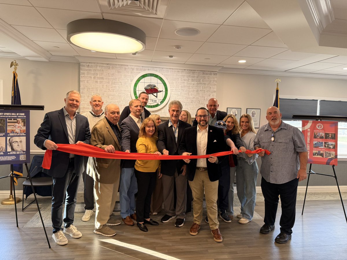 ChrisVaccaro's tweet photo. Our third @SuffolkHOF library exhibit, and 11th exhibit overall, is at Bayport-Blue Point Library, a gorgeous location on the south shore. 

We cut a ribbon last week and said a few words about the meaning of community while being joined by the families of a few inductees. Dr. Donatelli, a BBP resident, also spoke about his career. 

This exhibit will rotate locations and seasons within the library, which is a converted convent and one of the most unique libraries on Long Island with tremendous history. 

Special thanks to Suffolk Sports Hall of Famer, Jamie LaBelle, for organizing. Much more to come! 

Honor the past, inspire the future.🏅 📚
