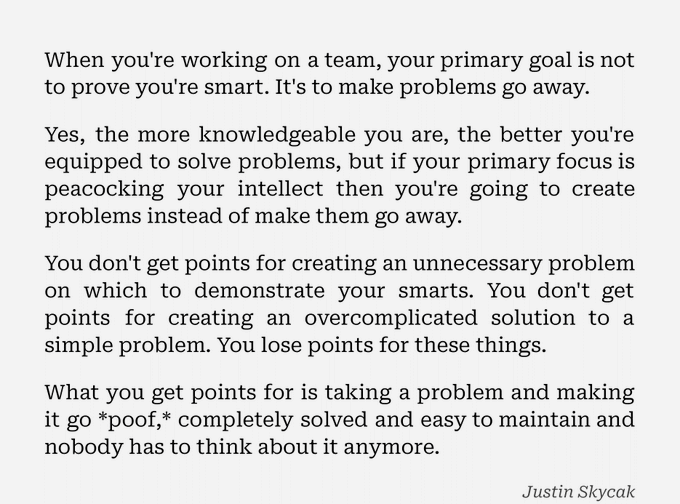 justinskycak's tweet photo. Your goal is NOT to prove you're smart. It's to make problems go away. https://t.co/dVE2hLxVT4