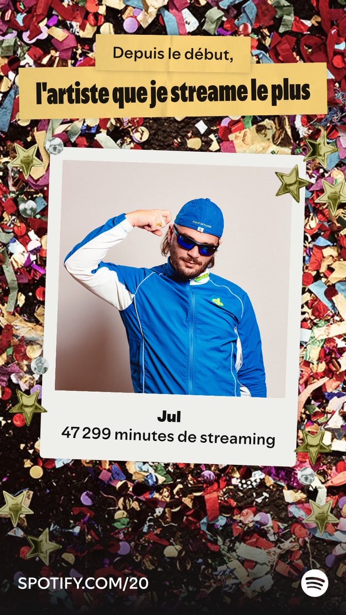 XxXhelo's tweet photo. Jul est l'artiste que je streame le plus sur Spotify, depuis le 12/01/15. Découvre tes stats dans La soirée de ta vie ! @jul  https://t.co/dwBmwMg4G5 https://t.co/Ps02cgrpF4