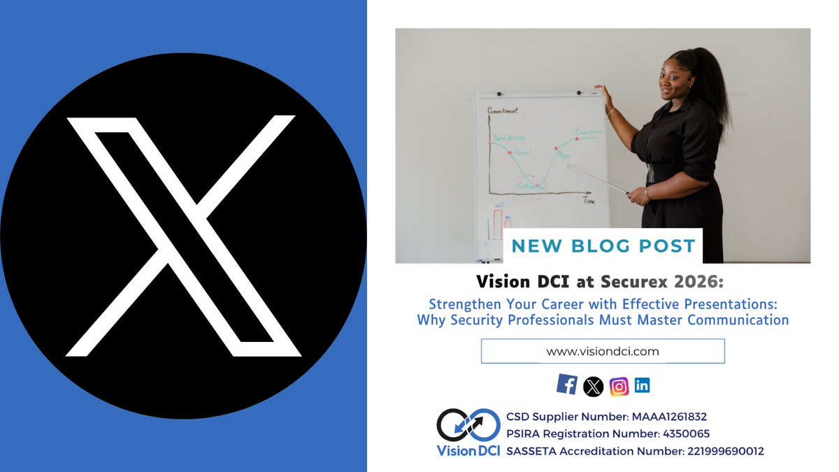 VisionDCI's tweet photo. New blog post!

Link: https://t.co/hYZfTmu3DM

#career #communication #learning #Securex #skills #SouthAfrica #SecurityManagers #blog #blogposts #VisionDCI #government #managers #education #security #intelligence #elearning #training #courses #skillsprogrammes #SASSETA #PSIRA https://t.co/FFj43wYoCH