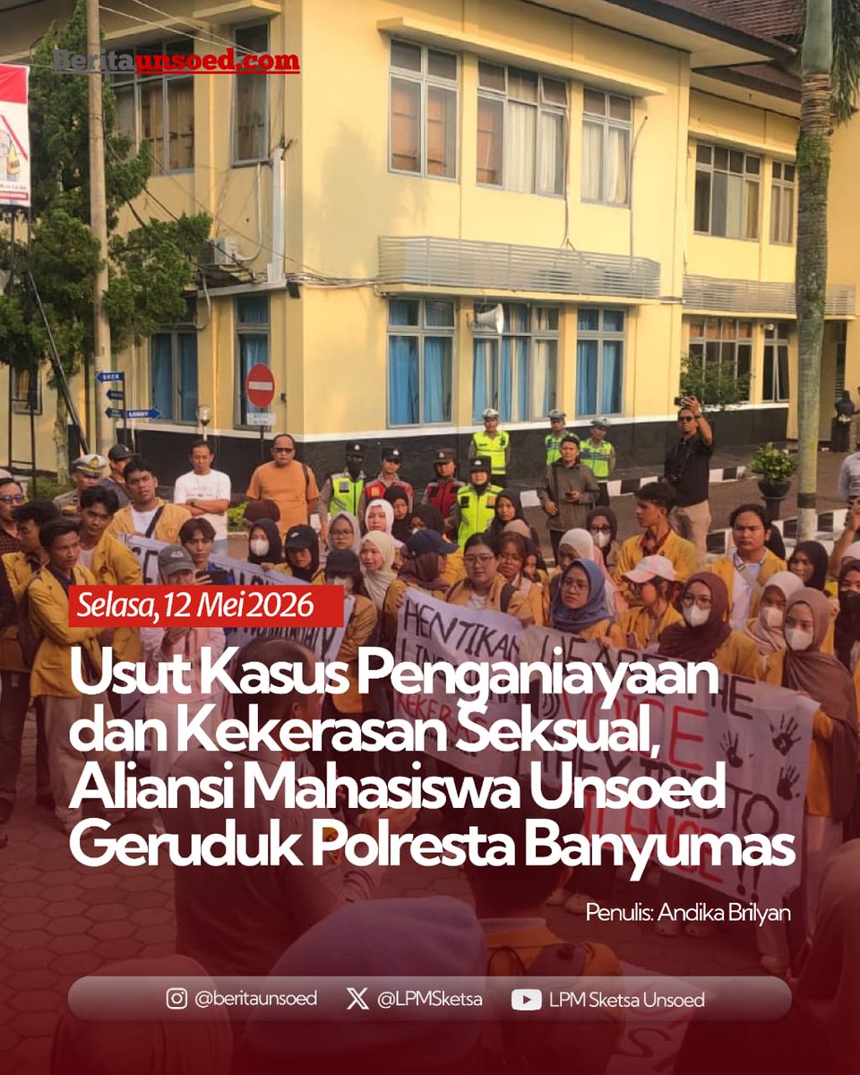 LPMSketsa's tweet photo. [BERITA] | Usut Kasus Penganiayaan dan Kekerasan Seksual, Aliansi Mahasiswa Unsoed Geruduk Polresta Banyumas

Oleh: Andika Brilyan

Aliansi Mahasiswa Unsoed menggelar aksi di Mapolresta Banyumas.

Editor: Annisa Dwi Rahman

Baca selengkapnya di https://t.co/s9XNN80gMg https://t.co/E0skKFeVKR