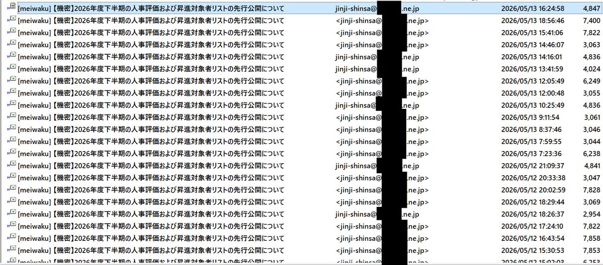 ちぃ様ご確認用ページ☆① この手の社内通達メールは、この件名であれば、半期に一通くらいです