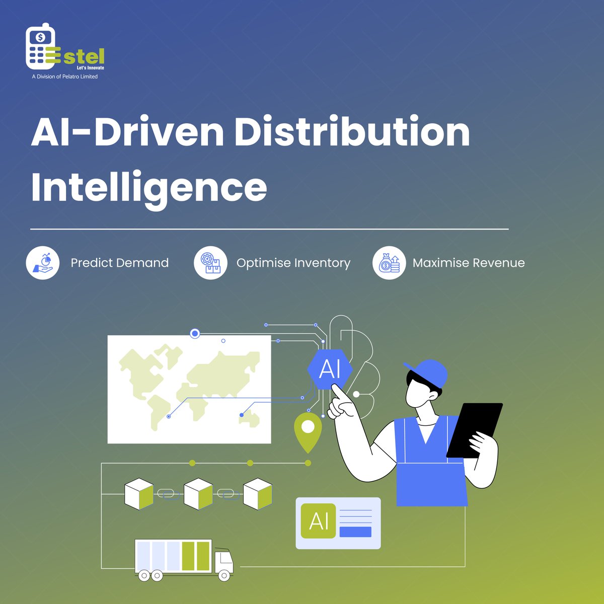 Esteltechnology's tweet photo. Revenue growth in telecom depends on how distribution is managed.

AI-driven distribution intelligence helps operators predict demand, optimise inventory, and reduce revenue leakage—turning distribution into a growth engine.

Talk to our experts: https://t.co/MFsiVRbSkB https://t.co/9YWMhV3HOL