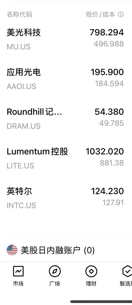 DoDo_btc's tweet photo. 紧赶慢赶的上车，站在光里拿着储存，不想拿着储存看着别人站在光里 #AAOI #DRAM #LITE #MU #SNDK https://t.co/5NO0i8shD9