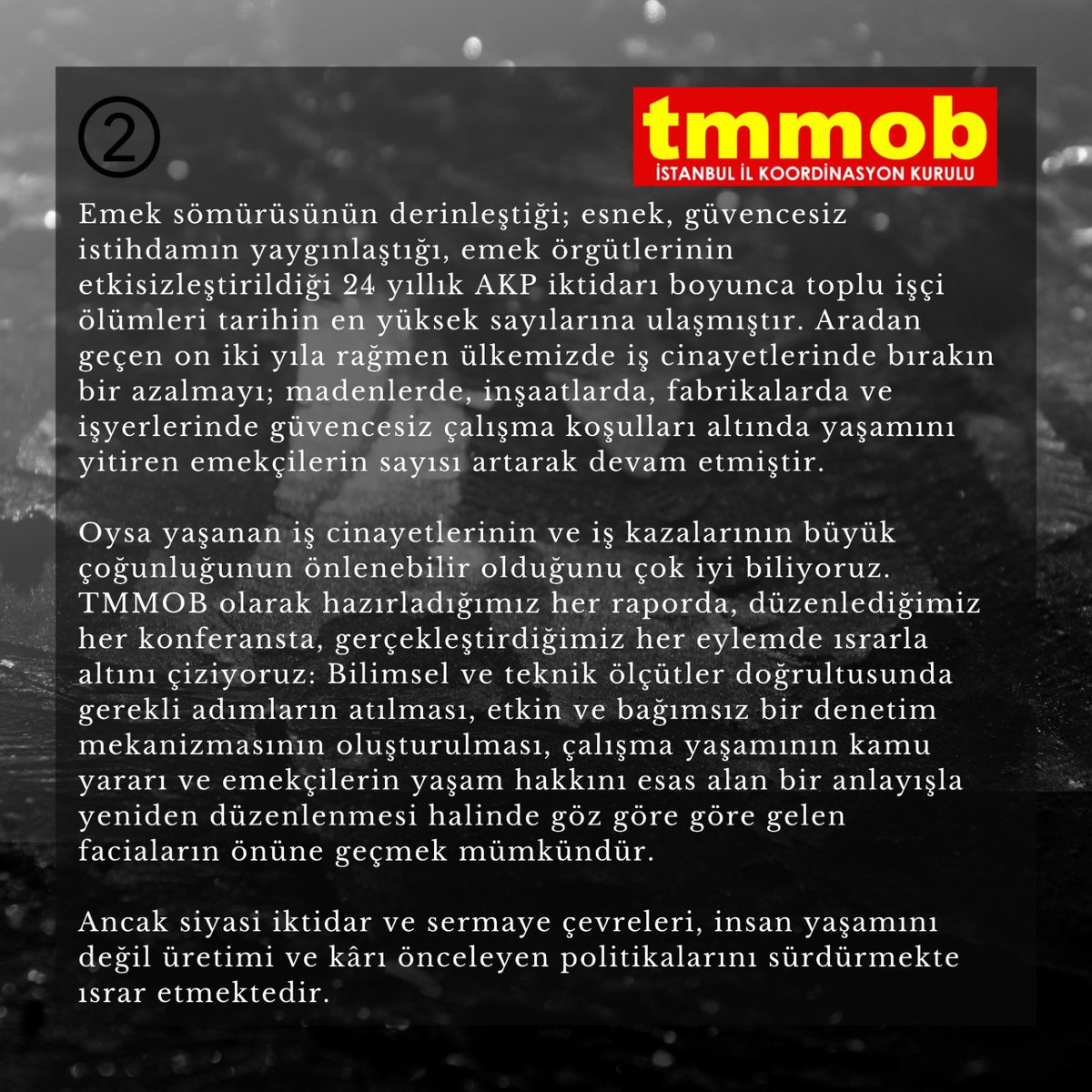 tmmobist's tweet photo. #SOMA FACİASININ 12. YILINDA…
301 MADENCİMİZİ UNUTMADIK, UNUTTURMAYACAĞIZ! https://t.co/uSDQkEgNFc