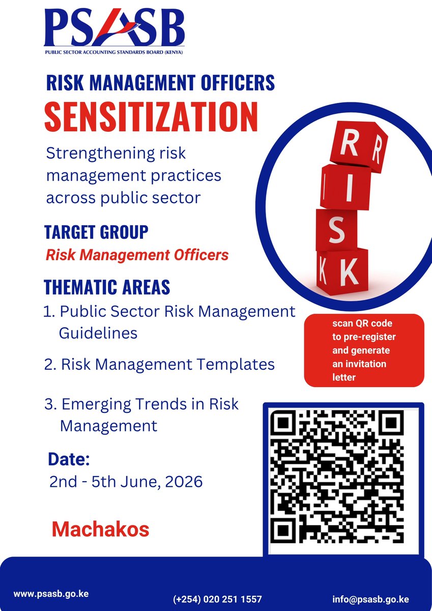PSASBKe's tweet photo. Upcoming sensitisation forum for Risk Management Officer: Strengthening risk management practices across the public sector. See poster below for details: https://t.co/OQMtcgBPaw