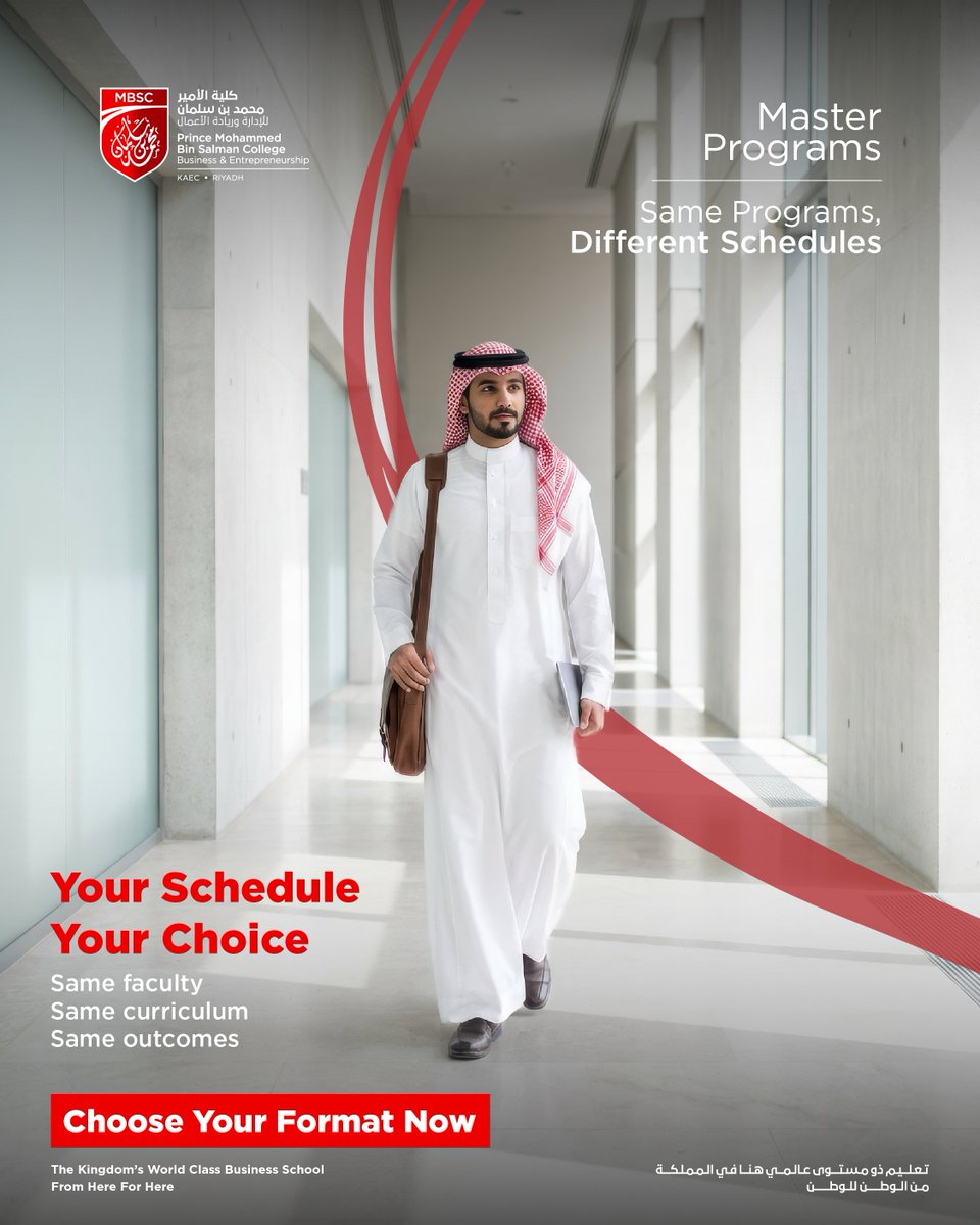 mbsckaec's tweet photo. If your schedule does not follow a pattern, your education should not either.

With flexible formats, our Master Programs are designed to adapt to your pace, not the other way around. Explore #MBSC Master Programs, now available in formats designed around you!

Apply Now:https://t.co/ZQdUoQn29d
