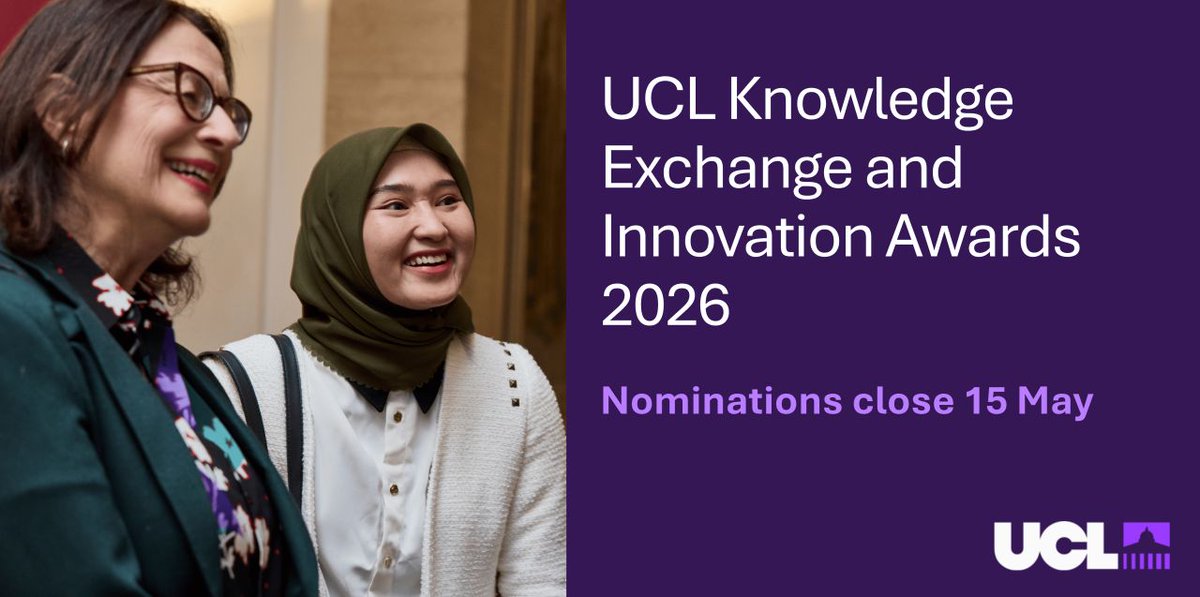 UCLEnterprise's tweet photo. Calling UCL staff, there are 2 days left to submit your nominations for the UCL Knowledge Exchange and Innovation Awards!

These awards recognise the UCL staff and students driving real‑world impact through knowledge exchange and innovation: https://t.co/0XmT4qPPBI

#UCLKEIAWARDS https://t.co/iJtJYPtP6c