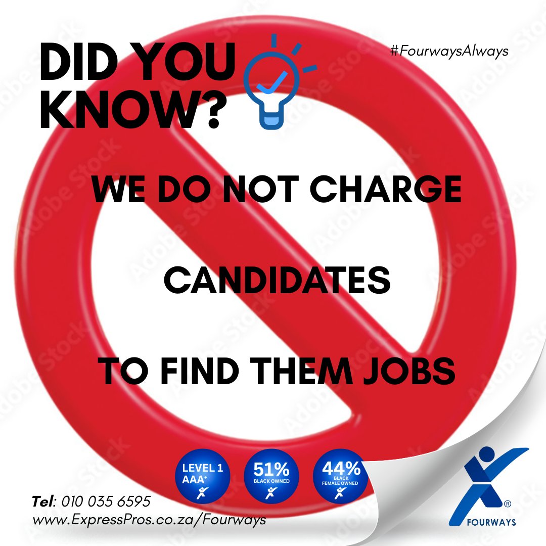 EFourways's tweet photo. ⚠️Important Notice⚠️

Express will never ask you to pay money to secure a job.

📩 Report any suspicious activity to foc.fourways@expresspros.co.za
📱 Or WhatsApp 063 649 5556

#KnowYourRights
#JobSeekers
#ExpressProsFourways
#FourwaysAlways https://t.co/ytQMDa0aj5