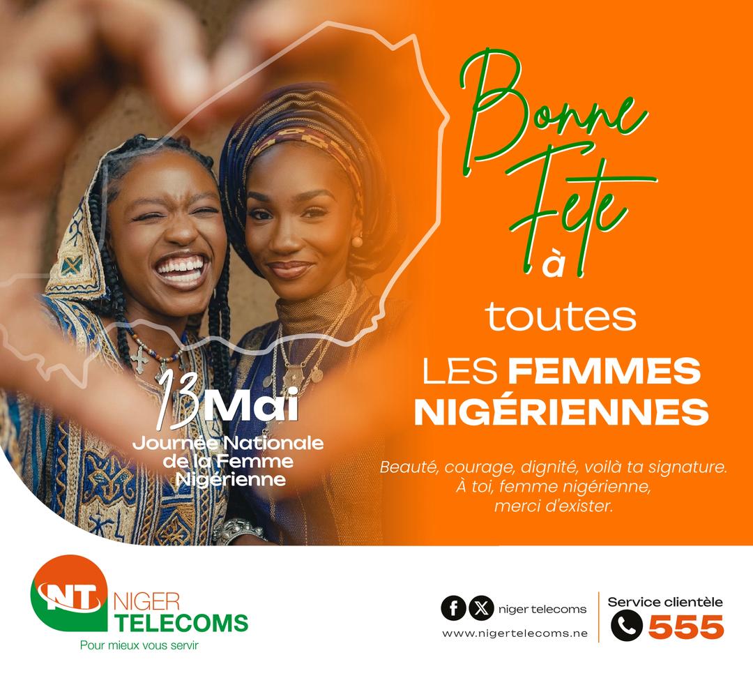 NigerTelecoms's tweet photo. En ce 13 mai, Journée Nationale de la Femme Nigérienne , Niger Télécoms rend hommage à la Femme Nigérienne pour sa participation active au développement du Niger. Bonne fête à toutes. ♥️🥳🎉🎉 https://t.co/tw56AzWeOh