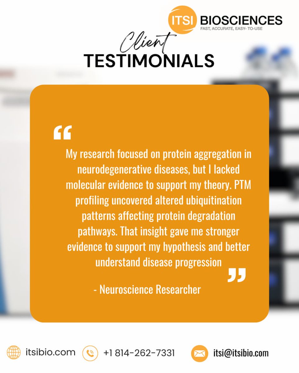 itsibio's tweet photo. See what our scientists are saying about our PTM services.

This is your sign to work with ITSI Biosciences. https://t.co/am2c4xNBLt
