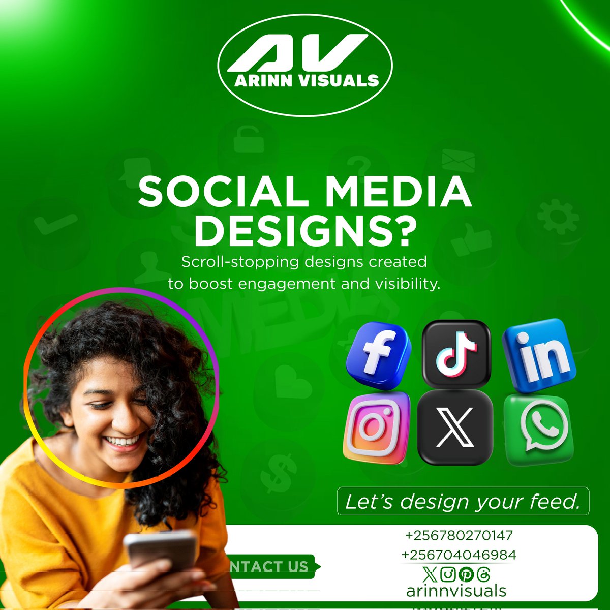 arinnvisuals's tweet photo. Your brand deserves visuals that actually stop the scroll. 
Bold. Strategic. Designed for results. 
Let's design your feed.
https://t.co/XUI8OdP6ir | https://t.co/UZsyIcUPlC

#graphicdesign #creative #socialmedia https://t.co/bn5kiT9lFY
