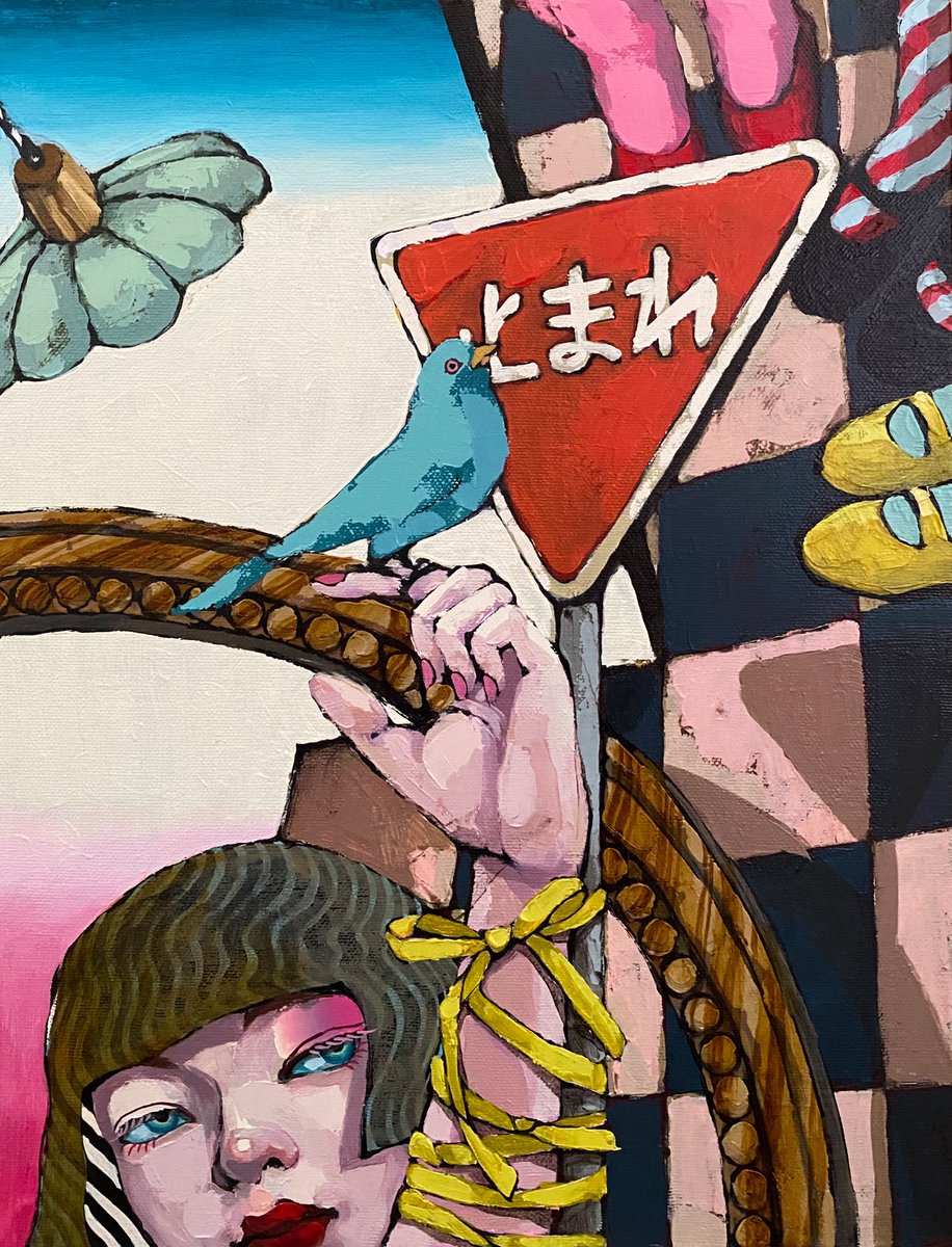 Qua_moon's tweet photo. 本日3日目で折り返し地点です！🩰
ぜひお越しください〜✨

「朝を置き去りにして」F6
リボンはいつでも解くことが出来、部屋の中の標識は無意味です。青い鳥は従順さを不思議に見て、置き去りにして飛び去ります。 https://t.co/YCa5pRsPFQ