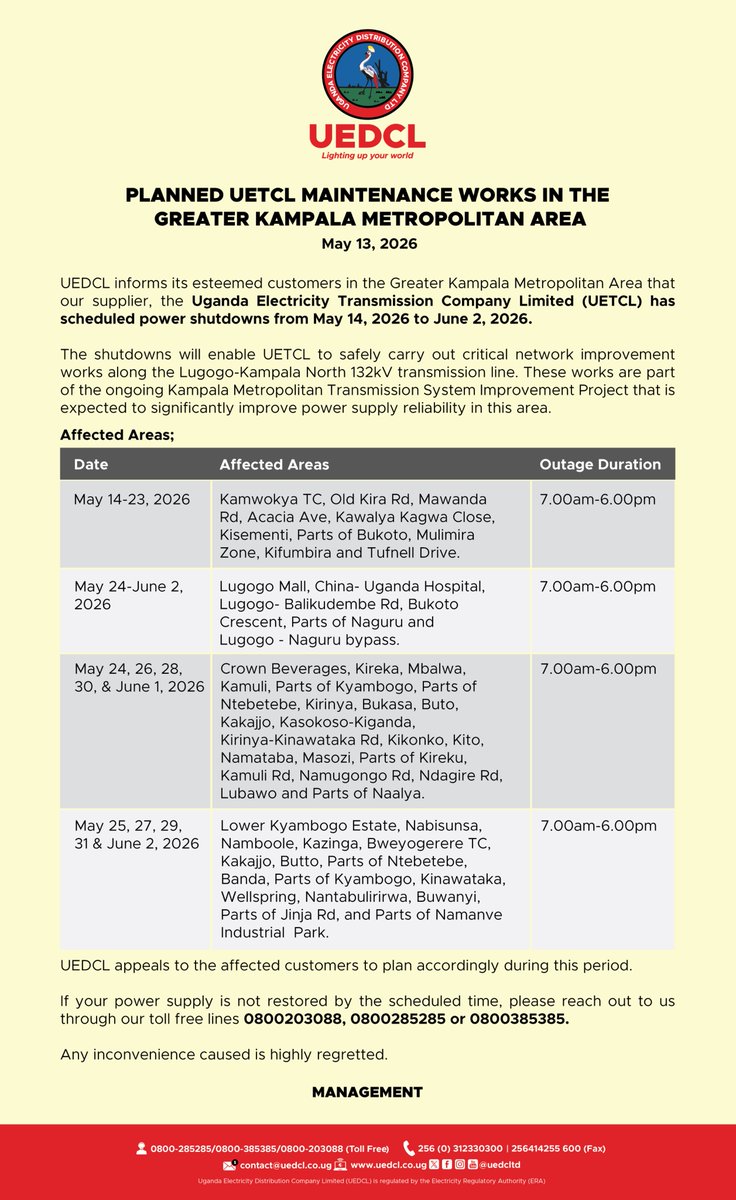 Uganda Electricity Distribution Company Ltd tweet media