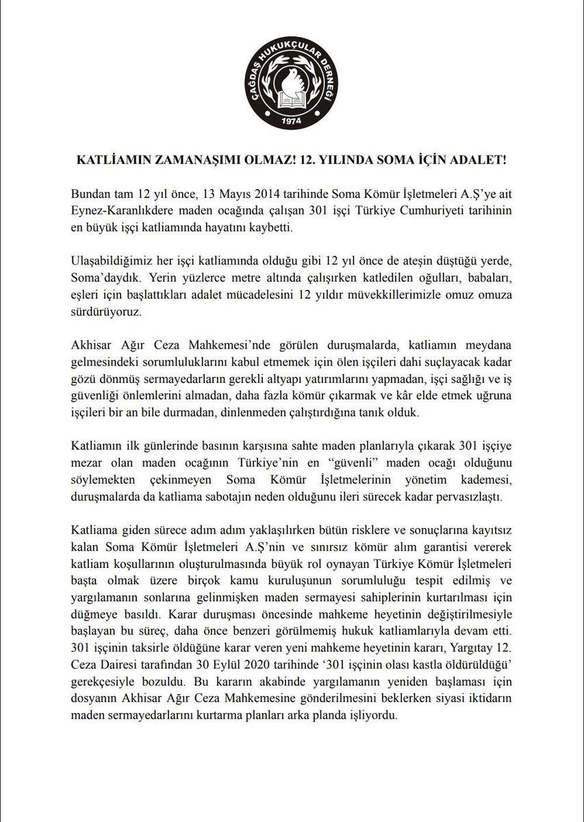 chdgenelm's tweet photo. KATLİAMIN ZAMANAŞIMI OLMAZ!

12. YILINDA SOMA İÇİN ADALET! https://t.co/Z69V3Tw9hZ