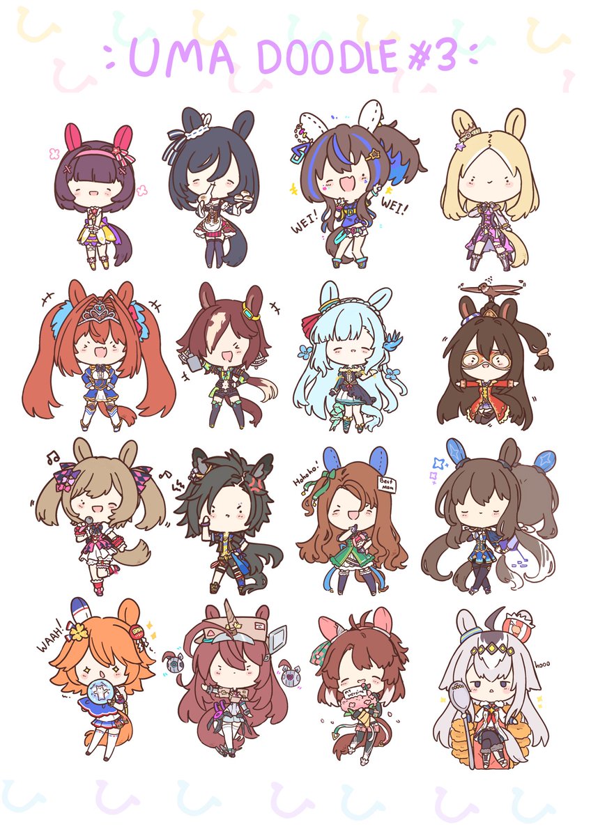 UkichanUki's tweet photo. Uma doodle page #3 !!>^< 
We have reach 48 uma musume !^^
 #umamusume #ウマ娘 #umadoodle https://t.co/xbnmoW8ucb