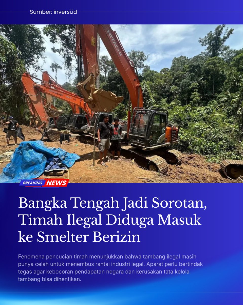 arusfakta's tweet photo. Jika benar terjadi, maka persoalannya sudah jauh lebih besar dari sekadar aktivitas tambang liar biasa.
Pertanyaannya sekarang: siapa yang bermain di belakang layar?
#bangkabelitung #tambangtimah #timah #BangkaTengah #TrendingTopic https://t.co/F6pvMqtjbu