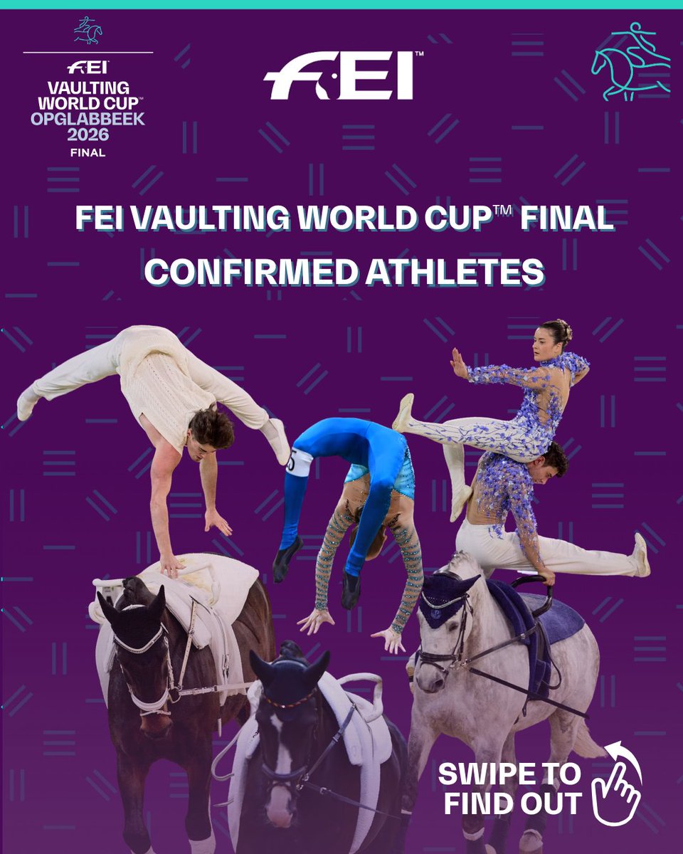 FEI_Global's tweet photo. Ready to take flight? These athletes are! ✈️
The FEI Vaulting World Cup™ Final contenders are locked in and ready to bring breathtaking performances, fearless freestyle routines and unforgettable moments to Belgium! 🤸🇧🇪
Who will you be cheering for? 👀
#FEI #FEIVaulting #FEIVaultingWorldCup