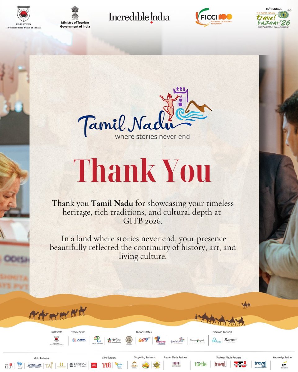 TheGITB's tweet photo. Tamil Nadu at GITB 2026 was a masterclass in living heritage.

From ancient architecture to traditions that have never stopped evolving, the state connected with international buyers looking for depth, culture and experience. The stories here truly never end.

@ficci_india
@tntourismoffcl

#GITB2026 #TamilNaduTourism