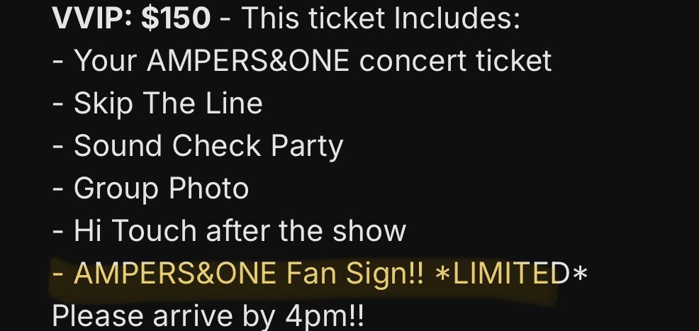 lyndainbloom's tweet photo. can someone confirm if vvip gets to do fansign too? It says limited on the page but idk 🫨 #AMPERS_BORNTODEFINE_TOUR #AMPERSANDONE https://t.co/D5vPgKWll1