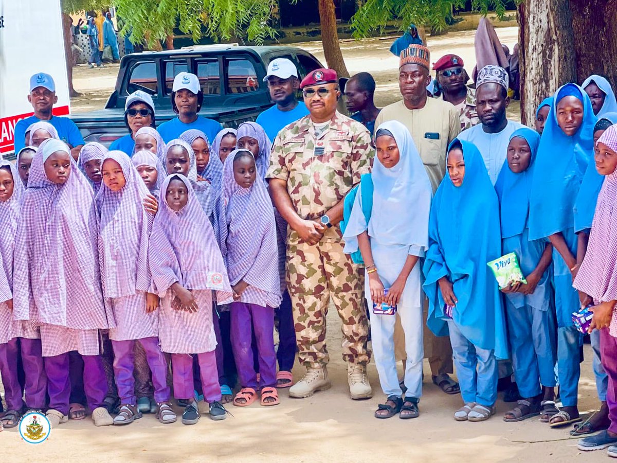 NigAirForce's tweet photo. NAF ADVANCES NON-KINETIC OPERATIONS THROUGH STRATEGIC MEDICAL OUTREACH IN MAIDUGURI

The Nigerian Air Force (NAF) 105 Composite Group Medical Centre, NAF Base Maiduguri, has conducted a series of impactful medical outreaches and humanitarian activities aimed at strengthening ongoing non-kinetic operations and enhancing civil-military cooperation in Borno State. The 3-day programme, organised as part of the 2026 Nurses Week, aligns with the vision of the Chief of the Air Staff, Air Marshal Sunday Kelvin Aneke, for a people-centric and community-focused NAF. Activities included health education campaigns, school outreaches, and recognition of outstanding nursing personnel.

Flagging off the event, the Unit Commander, Group Captain KO Nwachukwu, commended NAF nurses for their professionalism, sacrifice, and dedication to service delivery within operational environments. The outreach featured awareness rallies and health talks on hypertension, hygiene, HIV prevention, and safe health practices for both military personnel and civilians. In support of ongoing cholera prevention efforts in the state, the medical team also visited Pompomari Primary and Junior Secondary School, where students received sensitisation on hand hygiene and sanitation, alongside the distribution of sanitary pads, liquid soap, disinfectants, and other hygiene materials.

The event attracted officials from the Borno State Ministry of Health and other public health stakeholders, further reinforcing collaboration between the Nigerian Air Force and civil institutions in promoting community wellbeing and public trust. The outreach underscored the NAF’s commitment to leveraging humanitarian and people-focused initiatives as critical enablers of counter-insurgency operations, national security, and sustainable peace in the North-East.

#NAF
#NonKineticOperations
#PeopleCentricAirForce
#CounterInsurgency
#CivilMilitaryRelations
#HumanSecurity
#NAFMedicalCorps
#WinningHeartsAndMinds
#CommunityOutreach
#BornoState
#HumanitarianOperations
#NAFCares
#ProtectingLives
#NationalSecurity
#OneWithThePeople