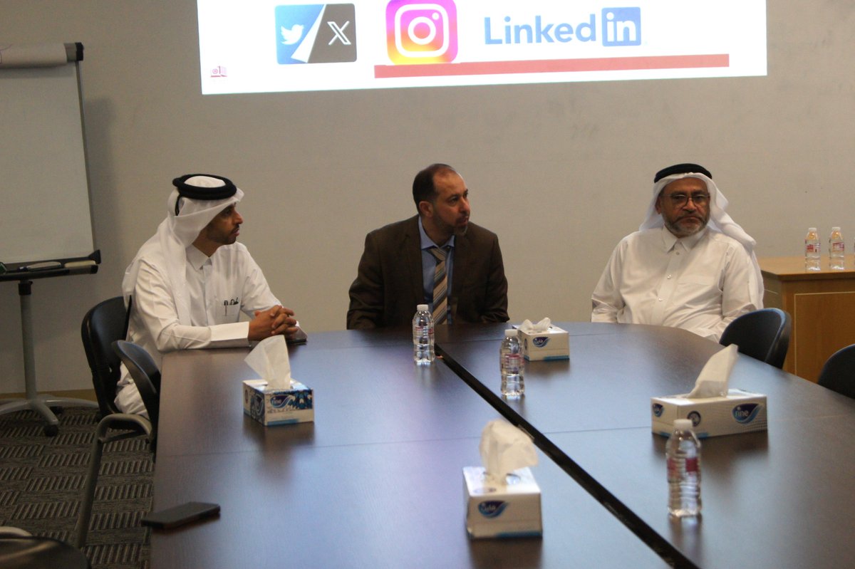 CAM_Qatar's tweet photo. We were honored to welcome Dr. Mohamed Al Safran, AVP for Research Centers, and Prof. Saud Abdulghani, AVP for Innovation and Development, to the Center for Advanced Materials (CAM) at Qatar University.
The visit began with a meeting led by our Director, Prof. Mohamed Irshidat, https://t.co/UaWzjFeT8W
