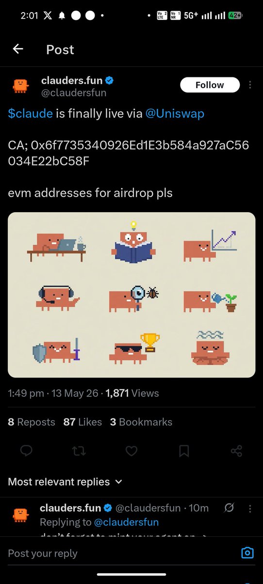 desiboy7797's tweet photo. This is scam #Cloude  they are deleting own tweet with ca 0x62C7803bD9B1bBFfC851D1a7EfFC177c825dB1fF 
 Now new ca  0x6f7735340926Ed1E3b584a927aC56034E22bC58F
They are scamming with community @claudersfun now they blocked me https://t.co/fJUhhWGRPf