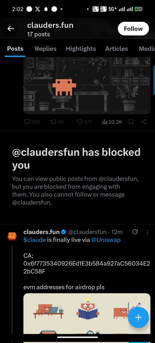 desiboy7797's tweet photo. This is scam #Cloude  they are deleting own tweet with ca 0x62C7803bD9B1bBFfC851D1a7EfFC177c825dB1fF 
 Now new ca  0x6f7735340926Ed1E3b584a927aC56034E22bC58F
They are scamming with community @claudersfun now they blocked me https://t.co/fJUhhWGRPf