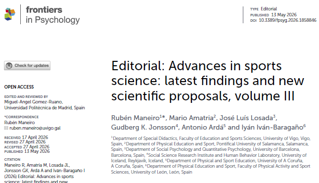 maneiroruben's tweet photo. Ya salió nuestra editorial publicada en la revista @FrontiersIn donde se recogen todos los estudios publicados en el monográfico "Advances in sports science: latest findings and new scientific proposals, volume III" 

Toda la info se pude consultar aquí https://t.co/5ztpC686qF https://t.co/uVHrgvIH5t