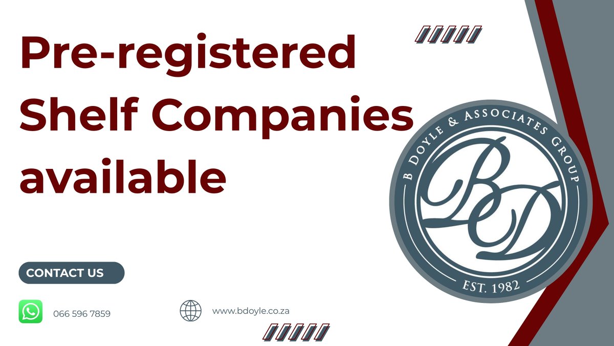 BdoyleGroupSA's tweet photo. #preregistered #shelfcompanies #preregisteredshelfcompanies #agedshelfcompanies #startyourbusiness #besure #besmart #beprofessional #bdoyle https://t.co/9GN96R6Xas