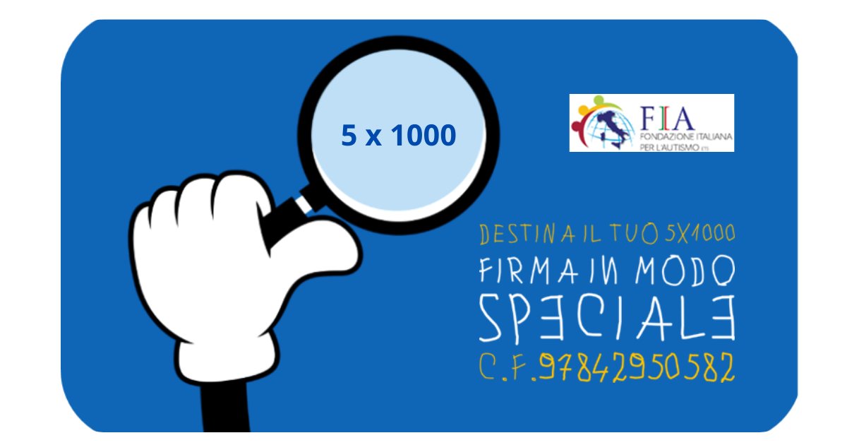 FondAutismo's tweet photo. Dona il 5 x 1000 a Fondazione Italiana Autismo 𝗰𝗼𝗱𝗶𝗰𝗲 𝗳𝗶𝘀𝗰𝗮𝗹𝗲 𝟵𝟳𝟴𝟰𝟮𝟵𝟱𝟬𝟱𝟴𝟮: con un piccolo gesto che a te non costa nulla puoi sostenere la ricerca a favore delle 𝗽𝗲𝗿𝘀𝗼𝗻𝗲 𝗰𝗼𝗻 𝗱𝗶𝘀𝘁𝘂𝗿𝗯𝗼 𝗱𝗲𝗹𝗹𝗼 𝘀𝗽𝗲𝘁𝘁𝗿𝗼 𝗱𝗲𝗹𝗹’𝗮𝘂𝘁𝗶𝘀𝗺𝗼 https://t.co/hgonVNMfyh