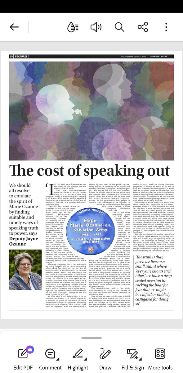 JayneOzanne's tweet photo. 'The uncomfortable truth is that whilst #whistleblowing is costly in any society – it can bankrupt those who dare to speak out in close-knit ones.'

...we do rather have a habit of shooting the messenger in #Guernsey or just staying silent

@GuernseyPress
https://t.co/qadtb1BkcB https://t.co/xL2DQ4ZNEe