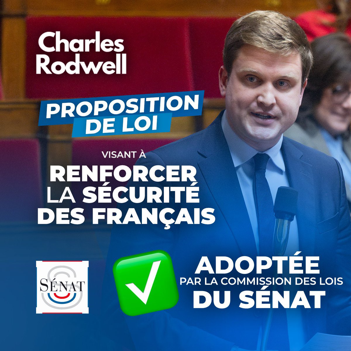 charlesrodwell_'s tweet photo. ✅ VICTOIRE !

Notre proposition de loi en mémoire de Philippine, a été ADOPTÉE par la commission des Lois du Sénat. 

Une étape de plus franchie pour renforcer la sécurité des Français, tout en protégeant nos libertés publiques. https://t.co/7EGG7ZKAP1