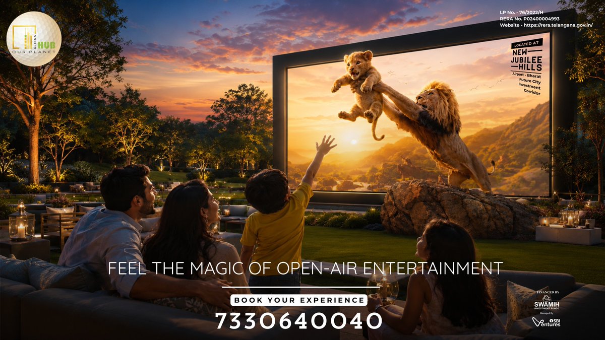 Aliens_Group's tweet photo. ✨ Open skies. Big screens. Magical moments. 🌌🎬

Discover the ultimate open-air entertainment experience at Aliens Hub – Our Planet.

📍 New Jubilee Hills
📞 7330640040
#AliensHub #LuxuryLifestyle #OpenAirEntertainment #Hyderabad https://t.co/jun0v17VAj