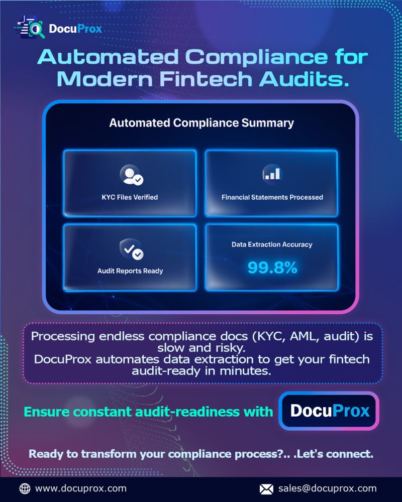 docuprox's tweet photo. Compliance work becomes easier with the right automation.
DocuProx helps fintech businesses process documents faster and improve audit readiness.
Reduce manual work and improve efficiency.

#Fintech #DocuProx #Compliance #AuditAutomation #KYCVerification #DataProcessing #Business https://t.co/dQE3ESv6X3