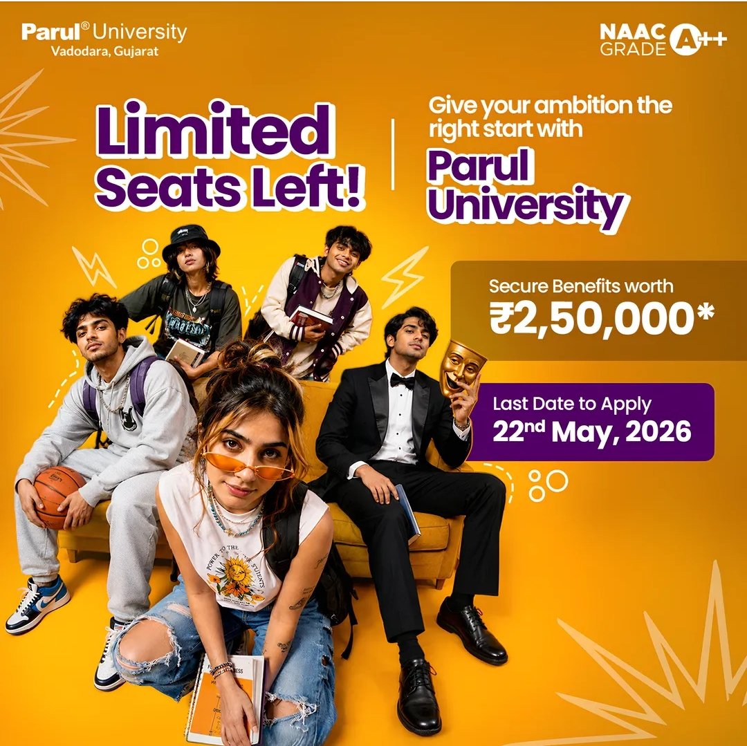 coolnitinnavin's tweet photo. Only Limited Seats Left! Hurry Up!! Unlock Benefits up to ₹2,50,000 at Parul University 🎓
Your admission isn’t just a seat — it’s an opportunity packed with advantages designed for your future. https://t.co/gKmHD6sL2G