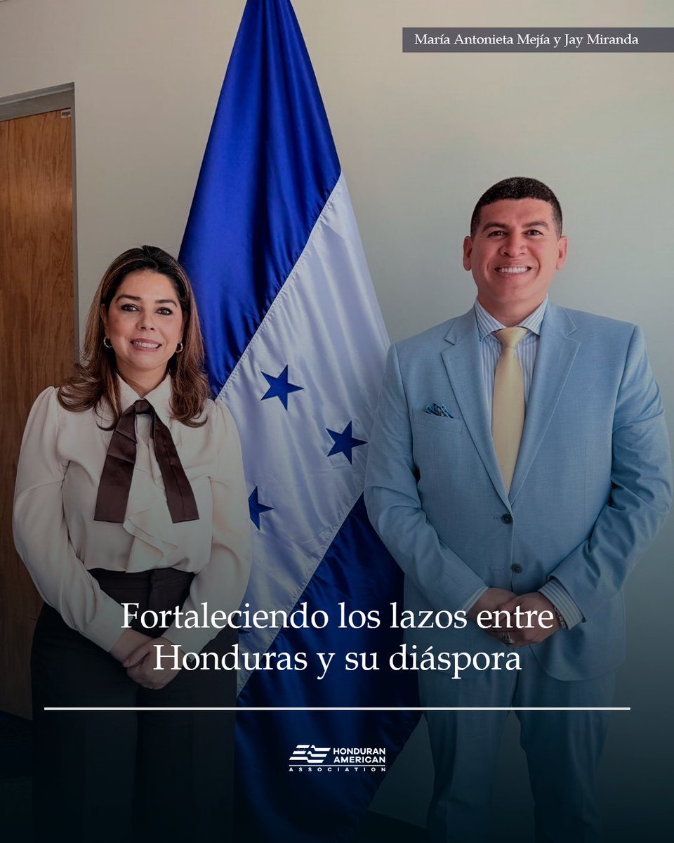 jaymiranda's tweet photo. 🇭🇳🤝🇺🇸 El presidente de la Asociación Hondureño-Americana, @jaymiranda, se reunió con la vicepresidenta de Honduras @manton15 para conversar sobre migración, oportunidades económicas, emprendimiento y el fortalecimiento de la relación con la diáspora hondureña. 🌎

El objetivo: abrir más oportunidades para los hondureños dentro y fuera del país.

#Honduras #DiásporaHondureña #Migración