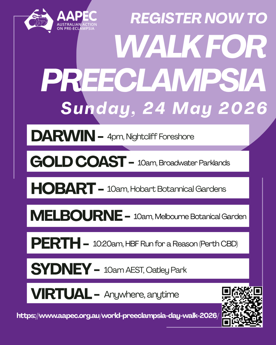 AAPEC1's tweet photo. Reminder to register now, only 11 days to go:
https://t.co/ECAKYN07tu
Looking forward to walking around Australia with you for World Preeclampsia Day! https://t.co/YMyqZuuR6E