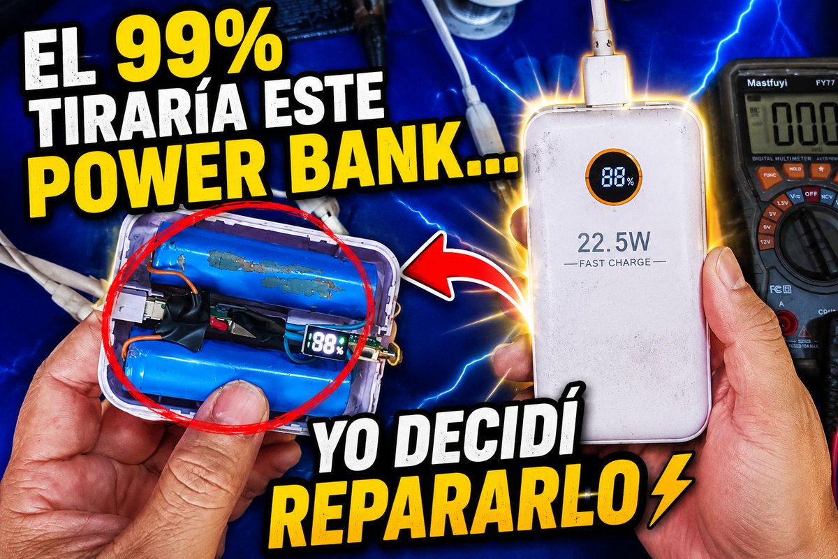 Juankytutorial's tweet photo. 🔥El 99% tiraría este Power Bank… Yo decidí repararlo ⚡ https://t.co/hyNQKJdVOH a través de @YouTube https://t.co/2gY4zyKr4V