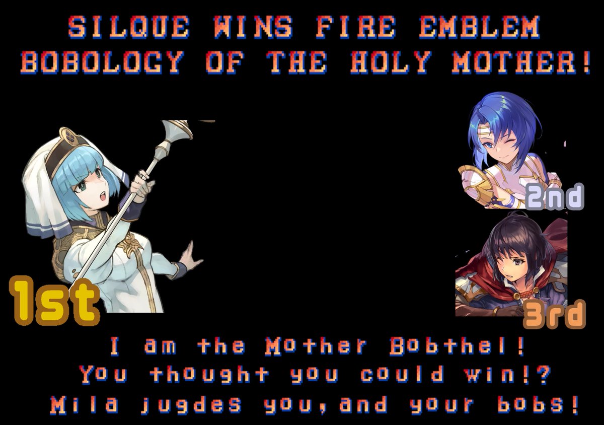 alazoneia's tweet photo. And the WINNER of Fire Emblem Bobology of the holy Mother is Silque from Gaiden/Echoes! Now that the bob off is over, I want to say thank you to all who voted or gave takes the whole ride through. I was really hoping Catria would win, but she came in 2nd and Im so proud of her! https://t.co/jnhhLYREEY