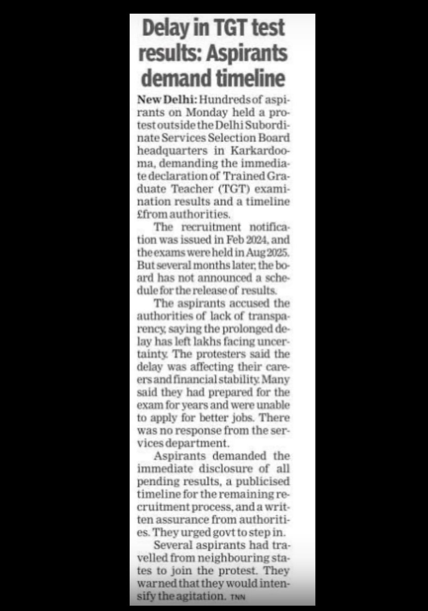 ChandanTiw50923's tweet photo. When authorities will listen ? 
#Releasetgtresults
@dsssbofficial @LtGovDelhi @CMODelhi @PMOIndia @Dir_Education @ANI
@ashishsood_bjp @BJP4Delhi  Thousands of aspirants stuck in a five year plan of board https://t.co/ouqadbHEdd