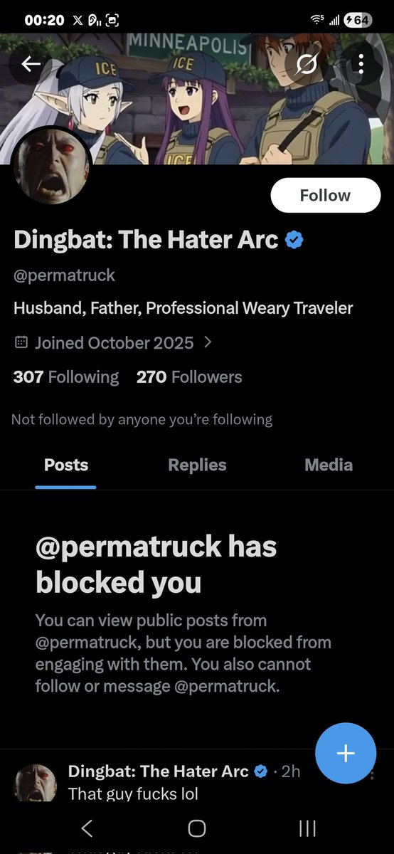 MagieraThomas's tweet photo. He ran to the block button because he couldn’t logic his way out of an elephant's shadow. Imagine being a 'Professional Weary Traveler' who gets exhausted by a single analogy. He didn't win; he just retreated to his padded cell of definitions. A literalist, a coward, &amp; a failure. https://t.co/delkgu1oiE