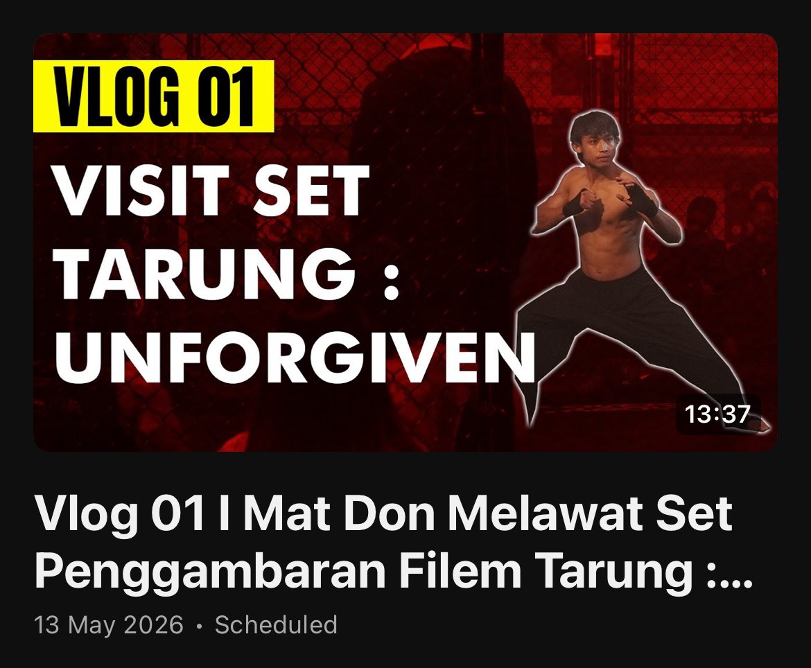 Don_Aziz's tweet photo. Malam ni 8:30 malam aku akan muatnaik vlog di set penggambaran filem Tarung : Unforgiven dalam Youtube Mat Don.

Bawah ni adalah timeline video baru siap edit semalam. Edit review pon tak letih macam ni 🥲 so please tonton, share and subcribe geng. 

#sinematdon
#tarungunforgiven https://t.co/NEP88xx8AO