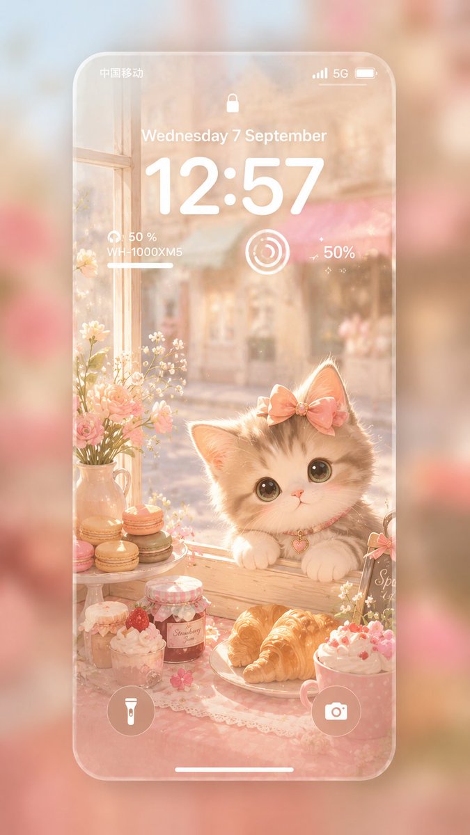 Pastel Kitten Café iPhone Lock Screen