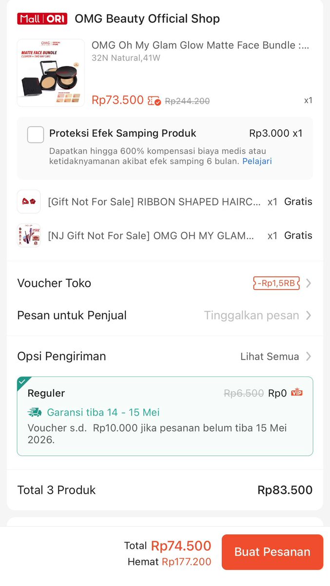 d_thpra's tweet photo. gesss lagi ada promo dari OMG buy2Get4
Gak sampe 90k udh dapet cushion + bedak + lipcream + hairclip 😍 
Cekk sebelum abis 😚 #omg #promo #shopee #makeup

https://t.co/93TmYamFee https://t.co/wr7PfQ1K7Z