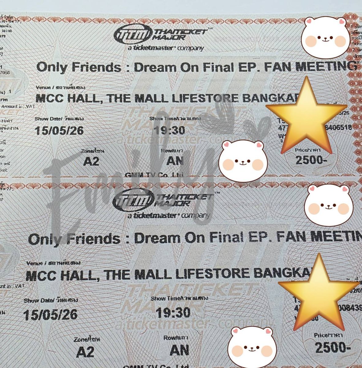 🎟 ก๊อกๆ แจกบัตร Final EP #OnlyFriendsDreamOn จำนวน 2 ใบ โซน A2 ราคาบัตร 2500 with full benefit✨
กติกาง่ายๆ แค่ Reply อะไรก็ได้ใต้โพสต์นี้ พร้อมติด hashtag #JossGawin 💛แต่รบกวนอ่านเงื่อนไขก่อนลงสนามน้า เพราะการถ่ายรูป benefit ต้องเป็นตรงจอสกวินเท่านั้นนะคะ
📌 เงื่อนไข:
—
